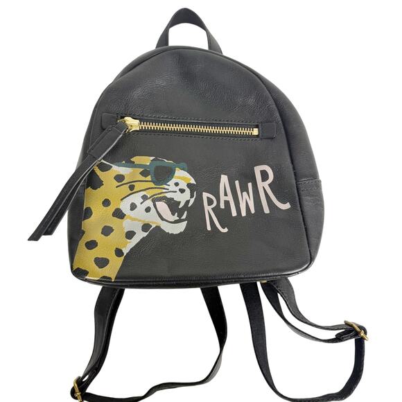 FOSSIL Megan Leather Backpack Black Cheetah RAWR Rare main image 7
